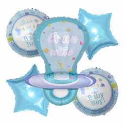 Foil Balloon - Baby Nipple Pacifier - It's a Baby Boy, 5pcs./set